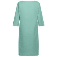 CATHALEM Ljetna poslovna odjeća za žene kratki rukav na odmor pola povremene ženske žene V-izreze ženske ljetne haljine sa džepovima Haljina zelena mala
