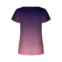 Inleife ljetni vrhovi kratki rukav ženski gradijent tiskane casual majice s kratkim rukavima s kratkim
