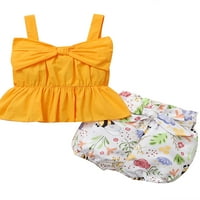 Justvh Toddler Djevojke za djevojke Ljetna odjeća bez rukava na rukavima bez rukava + cvjetni hlače