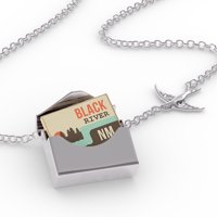 Ogrlica s bloketom USA Rivers Crna rijeka - novi Meksiko u srebrnoj koverti Neonblond