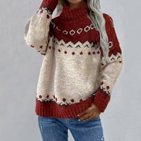 Ženski džemper Turtleneck Duge dugih rukava Jacquard pleteni džemperi Dumper za žene Duks pulover crveni