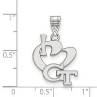 Čvrsti Sterling srebrni zvanični Gruzijski institut za tehnologiju LG I Love Logo Pend