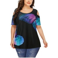 Ženska majica kratkih rukava moda plus veličine gradijent boja blok O-izrez izvan ramena Kućne majice