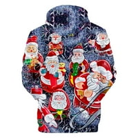 Blueeek Muškarci s dugim rukavima Božićni 3D tiskani majica s kapuljačom dukserice