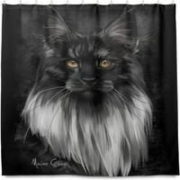 Crna mačka Kitten Maine Coon Animal Tuš za tuširanje Vodootporna tkanina za pranje kupaonica za tuš