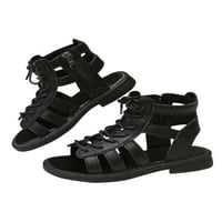 Djeca Stanovi Side Zip Summer Sandal Open TOE ravne sandale Djevojke Prozračne haljine Djevojke cipele