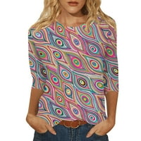 Ljetni vrhovi od punog boja za žene, ženska rukava Crewneck Slim Fit TEE bluza u tijesnoj casual svakodnevnoj