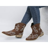 Crocowalk Ženske čizme za kolica izvezene vintage čizme široke telesne cipele Western Boot ženske zimske