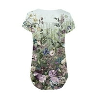 Žene Modni V- V-izrez cvjetni tiskani tunički tasteri majica s kratkim rukavima Plus veličine vrhova