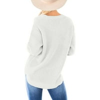 Džemper za žene Ženski dugi rukav okrugli vrat Čvrsti pleteni ležerni labavi predimenzionirani pulover