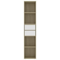 Vidaxl kabinet za knjige Bijeli i sonoma Hrast 14.2 X11.8 X67.3 Dizajnirano drvo