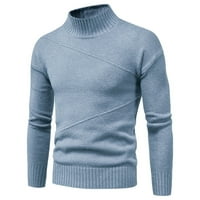Muški osnovni džemper dugih rukava jesen zima Zapadni visoki vrat Cardigan Sports Regular Fit Solid