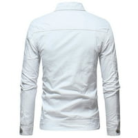 Yinmgmhj majice za muškarce Top boja traper jesenski kaput muška bluza za bluzu zimske vintage čvrste