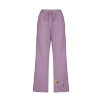 Oalirro posteljina kapri hlače za žene cvjetni print sa džepovima pamučna posteljina casual ljeta