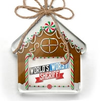 Ornament tiskani jedan oboren smiješni svijet najgori šerif božićni neonblond