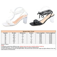 WAZSHOP Womens Sandale s visokim potpeticama Strappy Sandal gležnjače haljina cipele Comfort čipke up pumpe žene četvorne nožne modne modne bijele 5