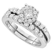 Zbirka dazzlingock 1. Carat 14k Round & Princess White Diamond Angažman prsten CT, bijelo zlato