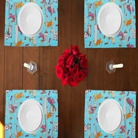 Razigrani štenad Ispis pamučne večere Table Placemats Holiday Home Decorate 13 19