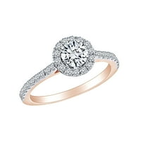 0. Carat Okrugli oblik Bijeli prirodni dijamantski halo klasterski prsten za angažman u 14K čvrstih