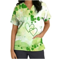 Dnevna majica St Patricks, ženske vrhove ženske donje košulje Shamrock Print V izrez za bluzu s kratkim
