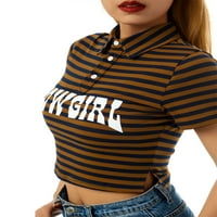 Žene Grafički bodycon usjev majica V izrez kratkih rukava s kratkim rukavima Top estetske majice 90-ih