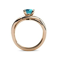 London Blue Topaz i Diamond Halo Swirl Angažman prsten 1. CT TW u 14K Rose Gold.Size 5