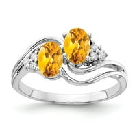 Čvrsta 14k bijelo zlato 6x ovalni citrinski žuti novembar Gemstone vs Diamond Angažman prsten veličine 6