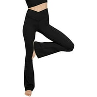 Aufmer Hlače za žensko čišćenje elastičnih struka Sportske hlače duge obične joge hlače za žene Ženske
