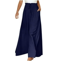 Cuoff odjeća ženske hlače u boji elastične struk široke noga mornarice l