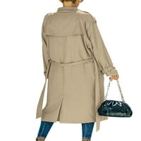 Ženski dvostruki grudi dugi kaput, klasični rever Dugi jesenski jakn Vjetrootporni kaput sa pojasom