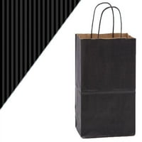 Pakovanje od 250, veličina mladunca Čvrsta crna kraft Shadow Stripe torbe za kupovinu 8. 4. 10.5 Proizvedeno u SAD-u