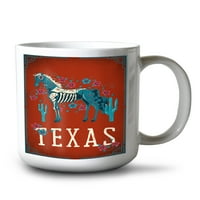 FL OZ Keramička krigla, Teksas, dan mrtvih, konj, perilica suđa i mikrovalna