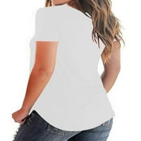 Pfysire Women V CAT CAT Print Tops kratkih rukava casual bluza plus veličina bijela l