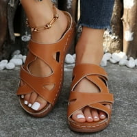 Jsaierl Platform sandale za žene Dressingy Ljeto, ljetni modni casual udobne papuče od pune boje platforme klinove cipele veličine 9