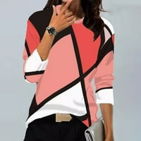 Lenago ženske vrhove plus veličine modnog casual okruglog šave za ubode u boji u boji dugih rukava majica