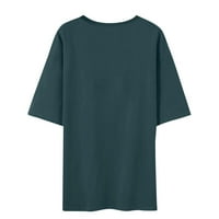 Ženski vrat izrez modni čvrsti ženski kratki rukav labav bluza T-majice zelena 2xl