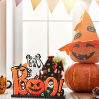 Halloween Stol Drveni ukrasi, stolni stol za bundeve Boo potpisuju Drveni bombonski dan za Halloween