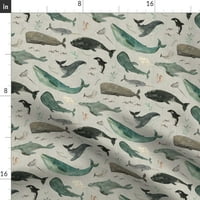 Pamuk Satens Sham, Standard - kitovi sivi kitovi Ocean Gumpback akvarelor Ispiši posteljinu po mjeri po spooniku