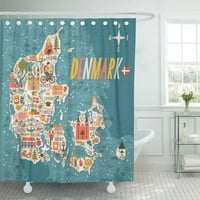 Mapa grada Danske Putovanja Danske znamenitosti Ljudi Food tuš za tuširanje zavjesa za kupatilo