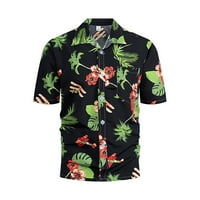 Hanas Fashion Casual Man majice Muške cvjetne havajske majice kratki rukav dolje na plaži