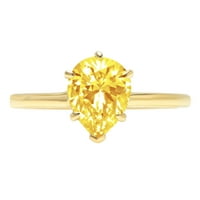 1.5ct kruška od žuto simulirani dijamant 14k žuto zlato graviranje izjava godišnjica Angažovanost vjenčanog