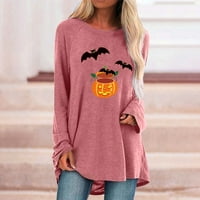 Tking modne žene Halloween grafički tiskani pulover dugih rukava okrugla vrata od vrata - XXL