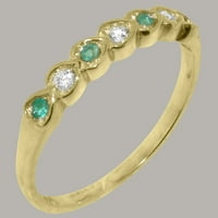 Britanci napravio 14k žuti zlatni prirodni dijamant i smaragdni ženski prsten - Veličine opcije - veličina