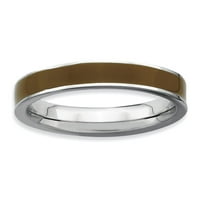 Čvrsta srebrna srebrna smeđa smeđa emajlirana prstena večno veće veličine 6
