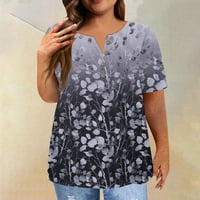 Strungten ženska majica kratkih rukava plus veličina majica Flow Flower Ispiši casual vrhovi ženske