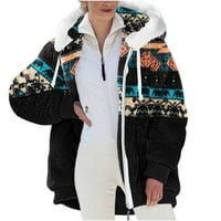 Uhnddy Jackets za žene, žene zima topli plus fleese casual vintage kamuflažni stil patentnih kaputa