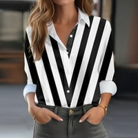 Strungten ženska bluza za bluzu za ispis Dugačak rukav Ležerni majica COLLAR COLLOR TOP