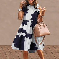Ženska čipka bez rukava odštampana casual labava mini ljetna haljina za smjenu odmora, molimo kupiti