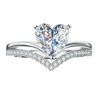 Duhgbne Love Shapsed Big Rhinestone Ring Diamond ljubavni prsten Elegantno geometrija Rhinestone prsten