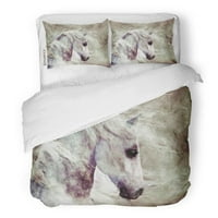 Posteljina sa posteljinom Medijski portret dappled sive konj malo apstraktno bež miješane dvostruke